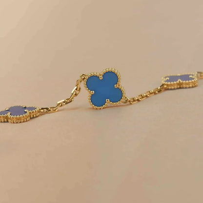 [ECHO ]CLOVER 5 MOTIFS BLUE AGATE BRACELET