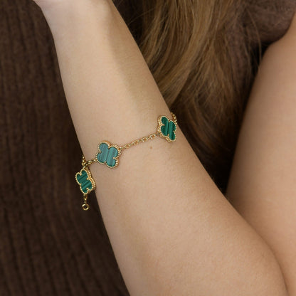 [ECHO ]CLOVER 5 MOTIFS MALACHITE BRACELET