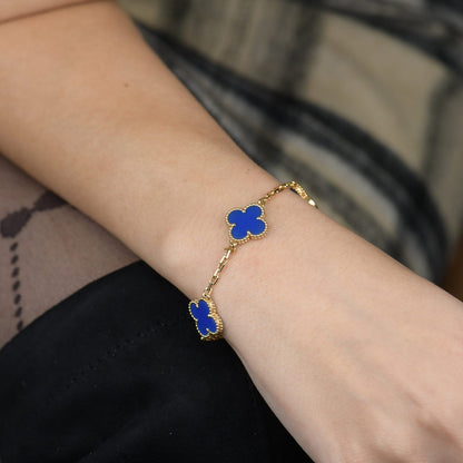 [ECHO ]CLOVER 5 MOTIFS BLUE AGATE BRACELET