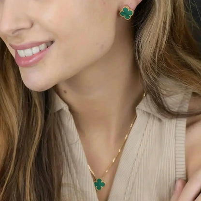 [ECHO ]CLOVER MINI 9.5MM MALACHITE  EARRINGS