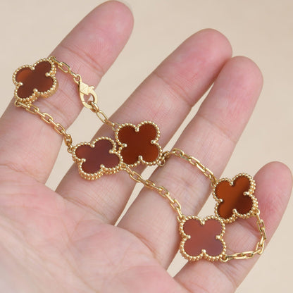 [ECHO ]CLOVER 5 MOTIFS RED AGATE  BRACELET