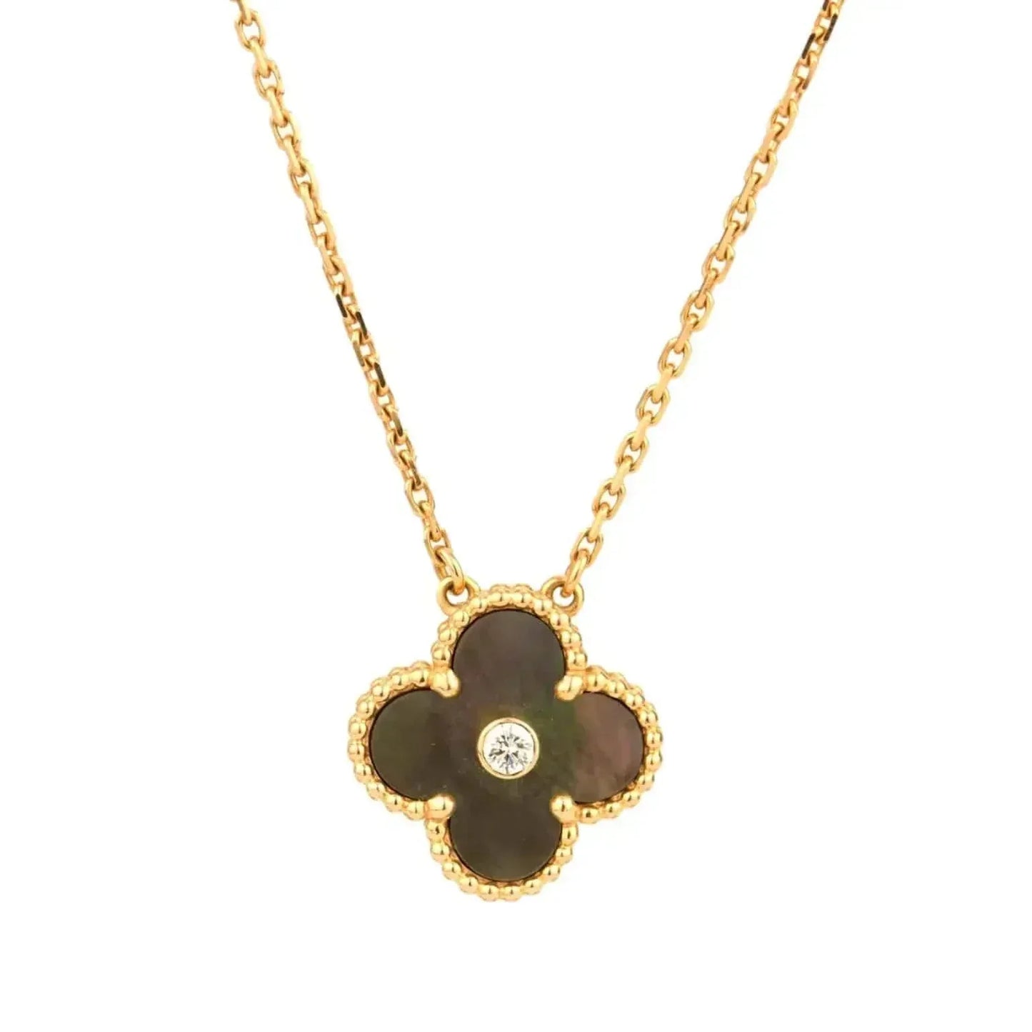 [ECHO ]CLOVER 15MM DIAMOND AND MOTHER-OF-GREY NECKLACE