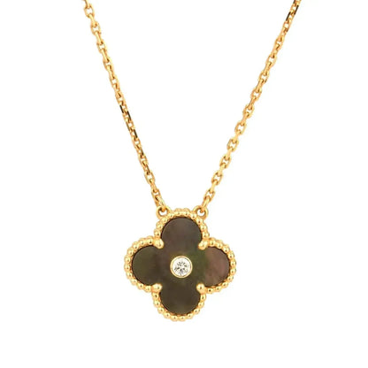 [ECHO ]CLOVER 15MM DIAMOND AND MOTHER-OF-GREY NECKLACE