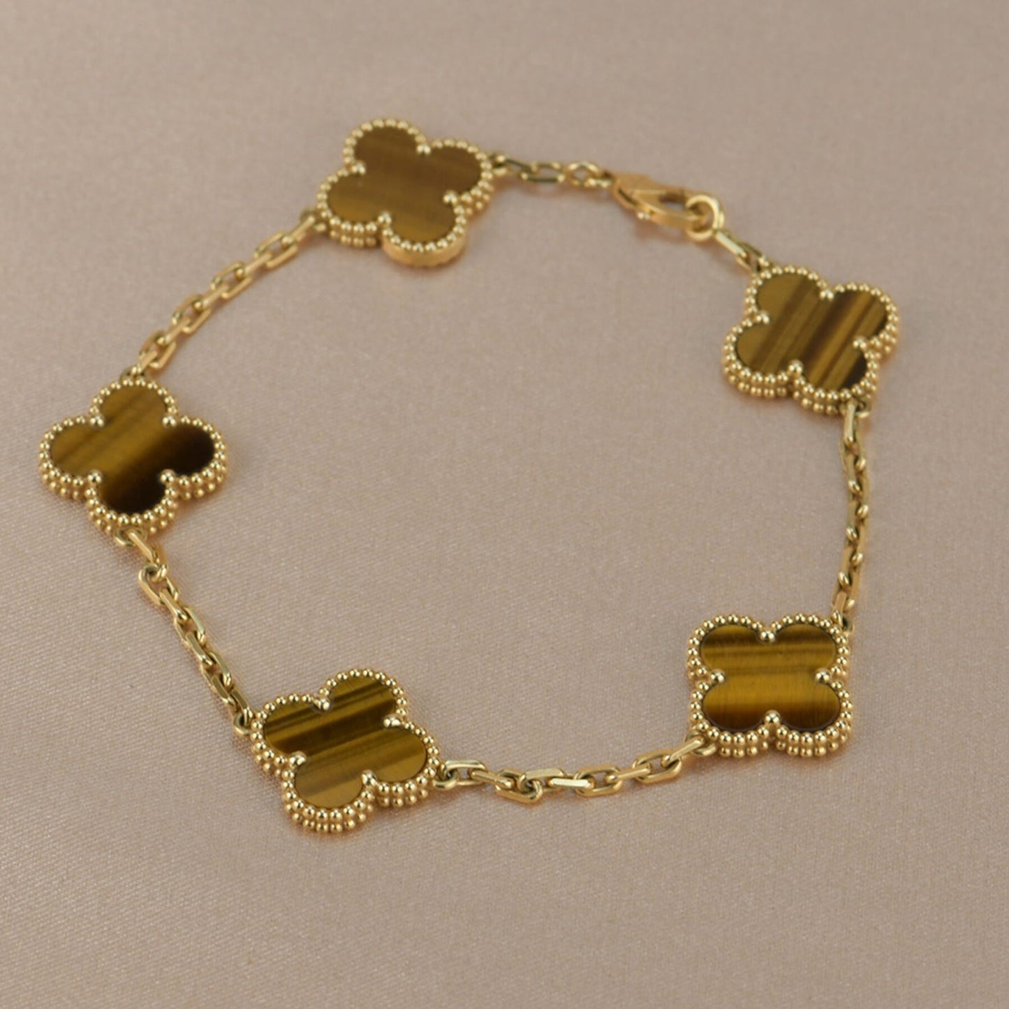[ECHO ]CLOVER  5 MOTIFS TIGER EYE BRACELET