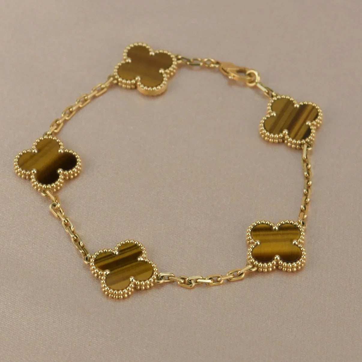 [ECHO ] CLOVER 5 MOTIFS TIGER EYE BRACELET COLLECTION