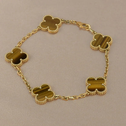 [ECHO ] CLOVER 5 MOTIFS TIGER EYE BRACELET COLLECTION