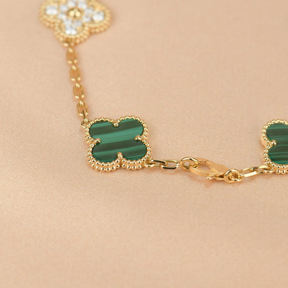 [ECHO ]CLOVER  5 MOTIF MALACHITE DIAMOND BRACELET