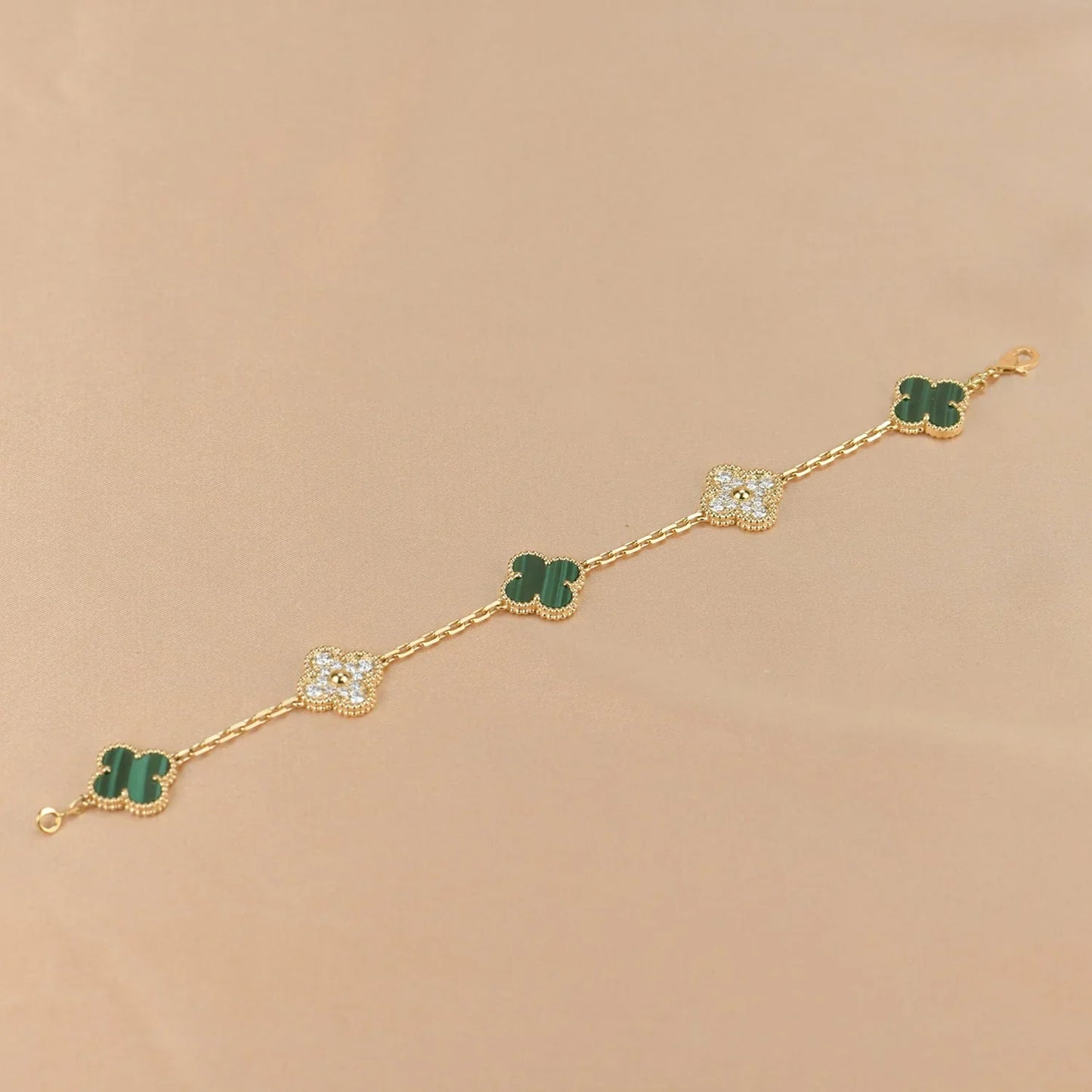 [ECHO ] CLOVER 5 MOTIF MALACHITE BRACELET COLLECTION