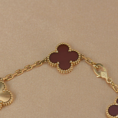 [ECHO ]CLOVER  5 MOTIFS CARNELIAN GOLD BRACELET