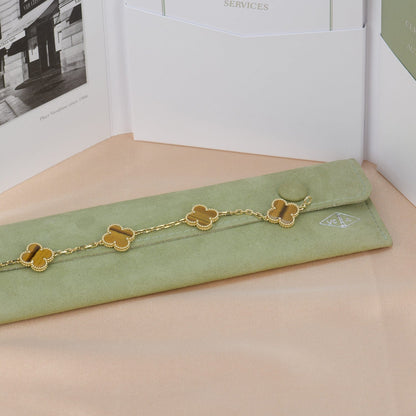 [ECHO ]CLOVER  5 MOTIFS TIGER EYE BRACELET