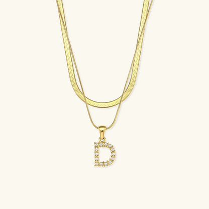[Echo Fine]Fiona Layered Gold Initial Letter Necklace