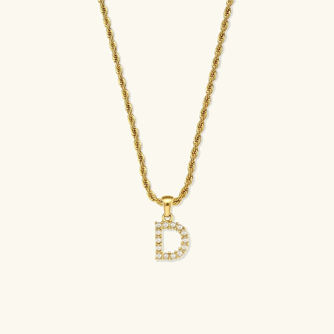 [Echo Fine]Elodie Initial Letter Pearl Necklace