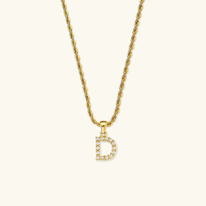[Echo Fine]Elodie Initial Letter Pearl Necklace