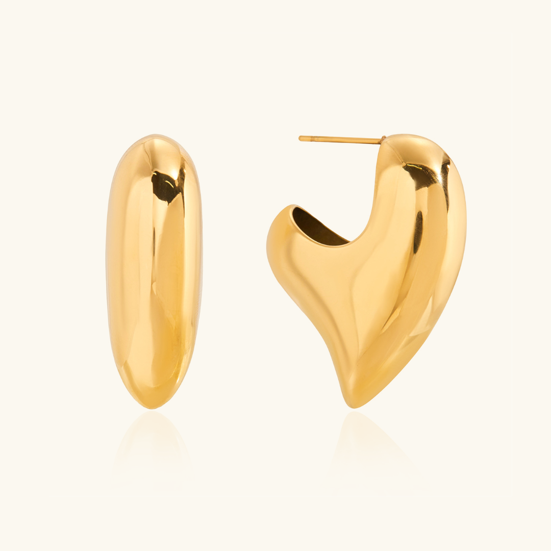 [Echo Fine]Aimee Chunky Heart Gold Earrings