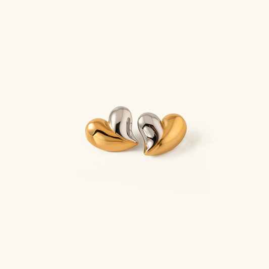 [Echo Fine]Dorothea Two Tone Heart Earrings