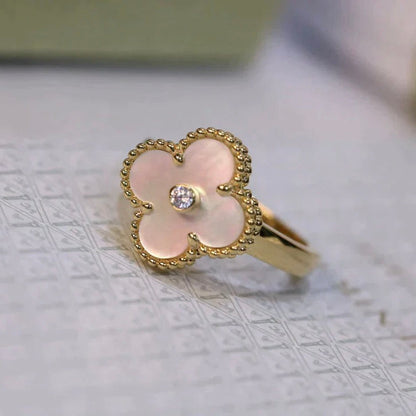 [ECHO ]CLOVER PINK MOP RING GOLD DIAMOND