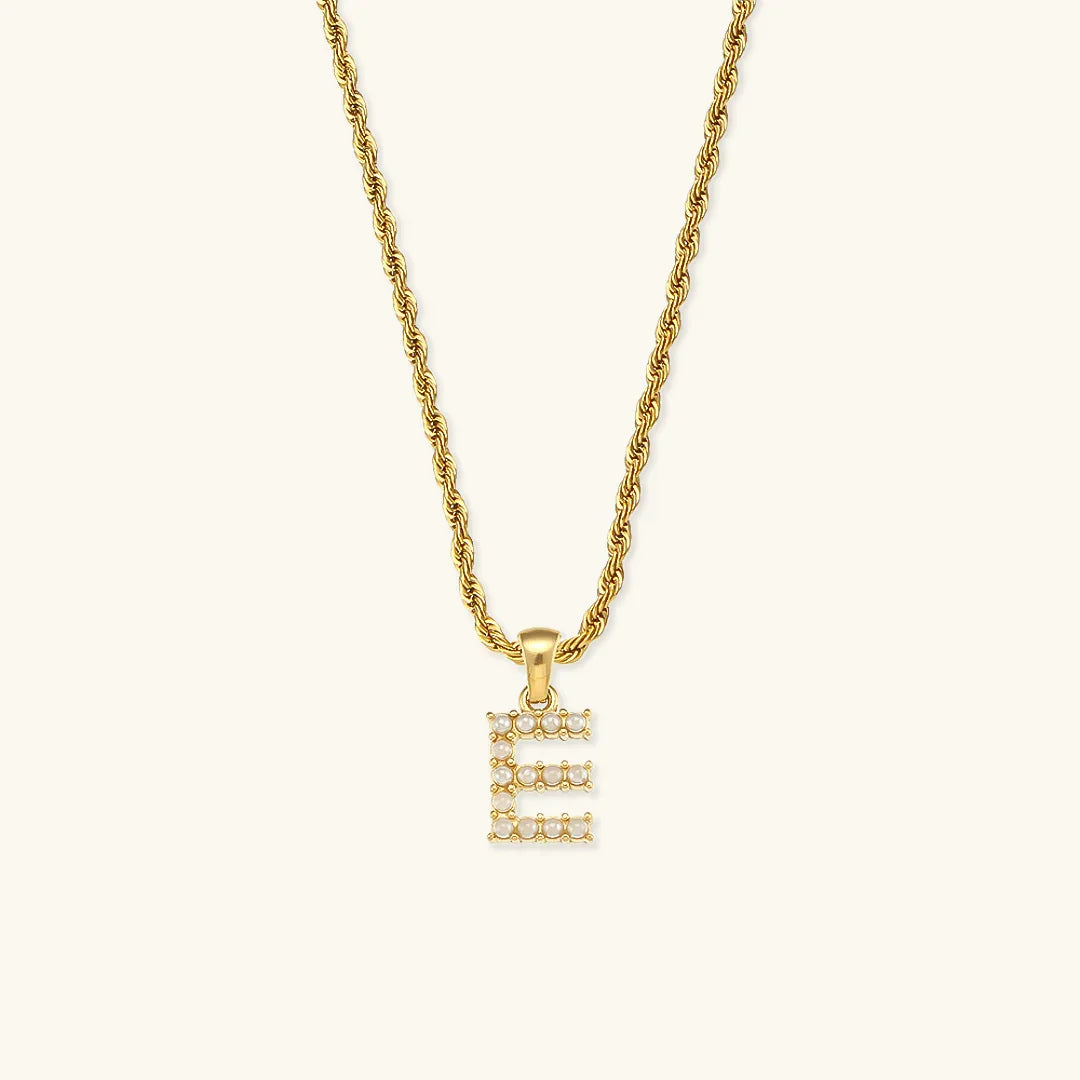 [Echo Fine]Elodie Initial Letter Pearl Necklace