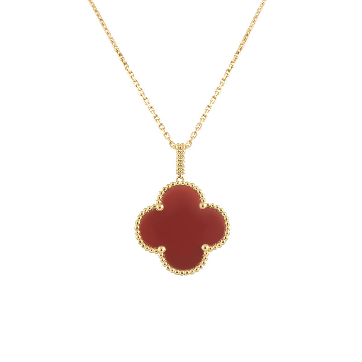 [ECHO ]CLOVER 25MM NECKLACE GOLD CARNELIAN