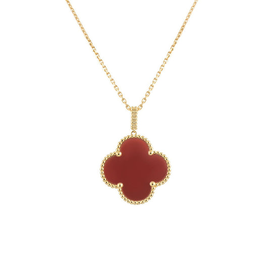 [ECHO ]CLOVER 25MM NECKLACE GOLD CARNELIAN