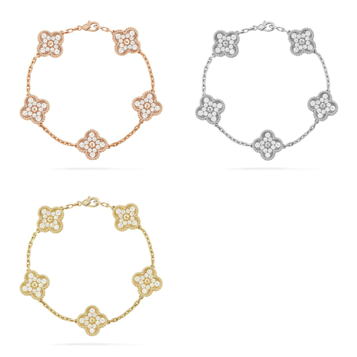 [ECHO ] CLOVER 5 MOTIF FULL DIAMOND BRACELET COLLECTION