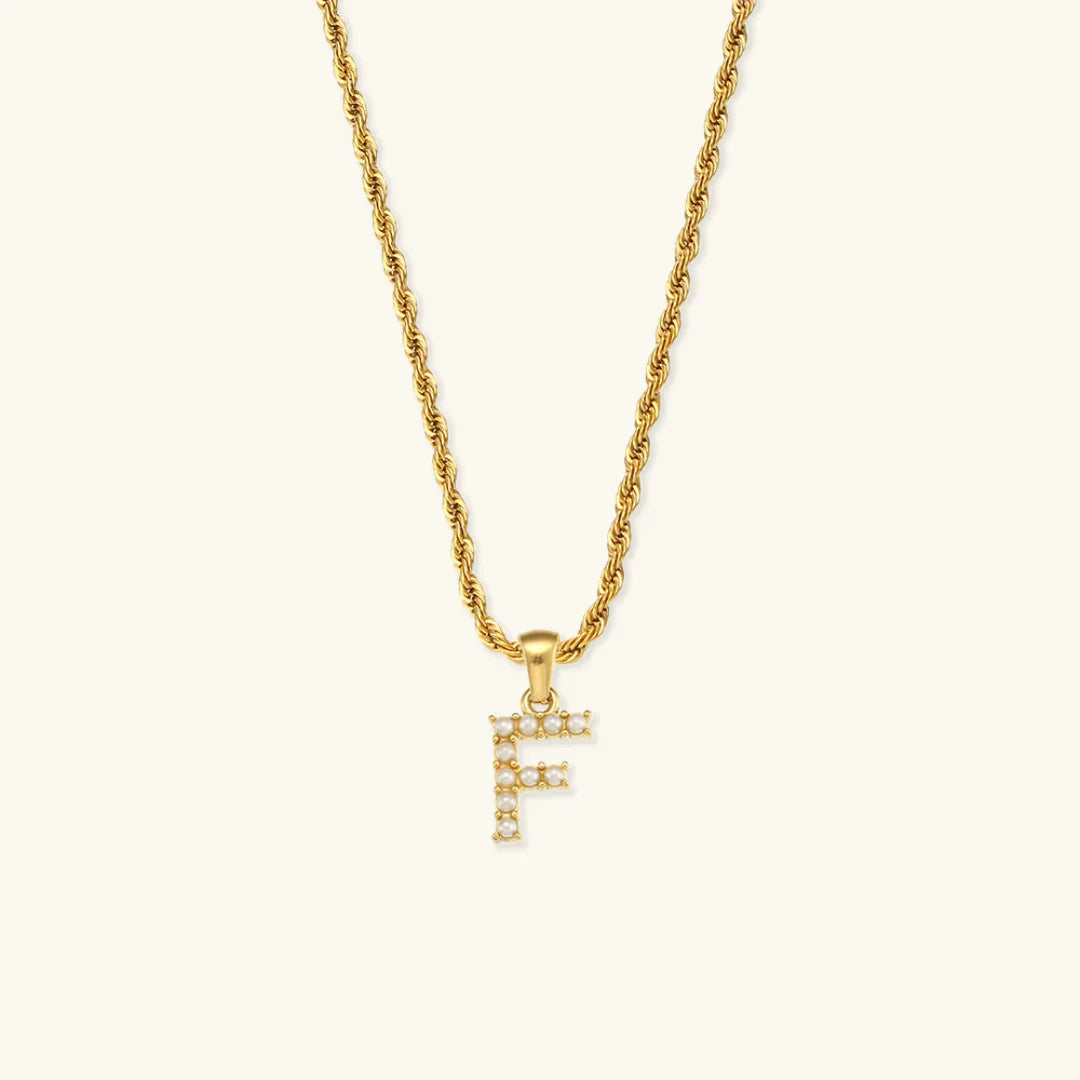 [Echo Fine]Elodie Initial Letter Pearl Necklace