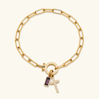 [Echo Fine]Annabella Birthstone Cross Bracelet