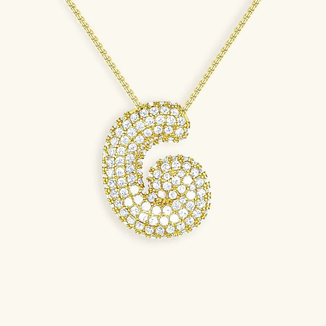 [Echo Fine]Bubble Initial Diamond Necklace