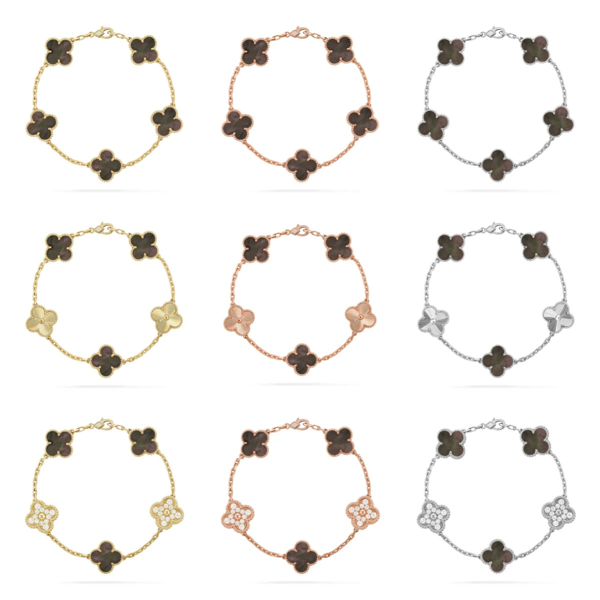 [ECHO ] CLOVER 5 MOTIF GRAY MOP BRACELET COLLECTION