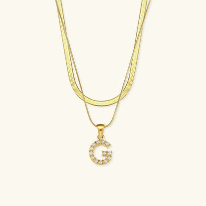 [Echo Fine]Fiona Layered Gold Initial Letter Necklace