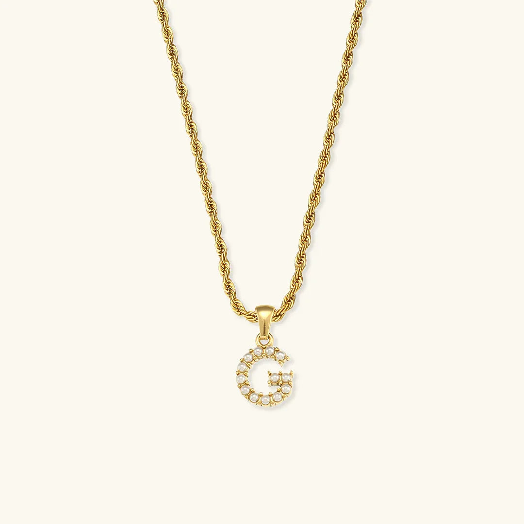 [Echo Fine]Elodie Initial Letter Pearl Necklace