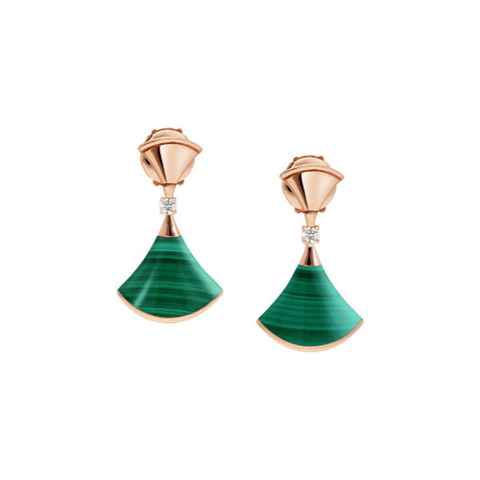[ECHO ]DREAM MALACHITE PINK GOLD EARRINGS