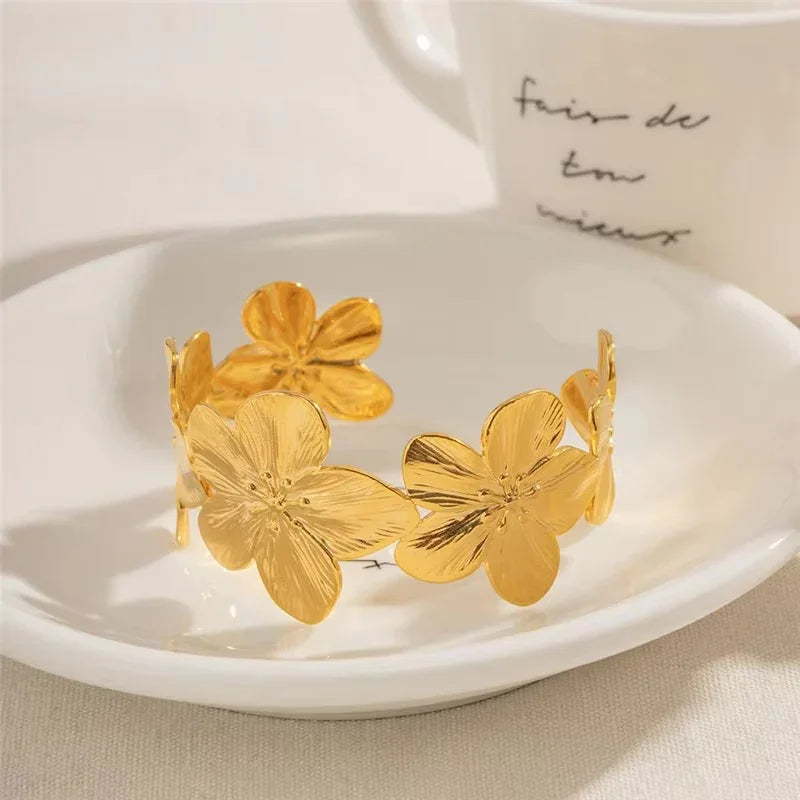 [Echo Fine]Ophelie Gold Floral Bangle