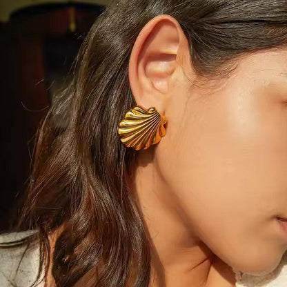 [Echo Fine]Bayside Gold Seashell Earrings