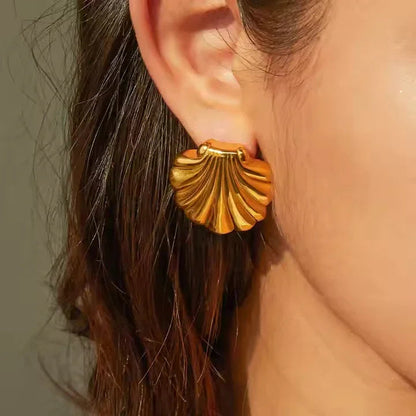 [Echo Fine]Bayside Gold Seashell Earrings