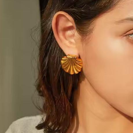 [Echo Fine]Bayside Gold Seashell Earrings