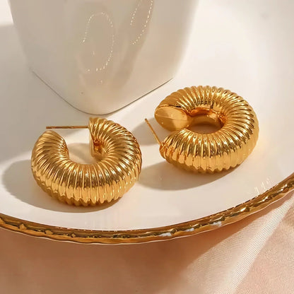 [Echo Fine]Aubrey Textured Gold Hoops