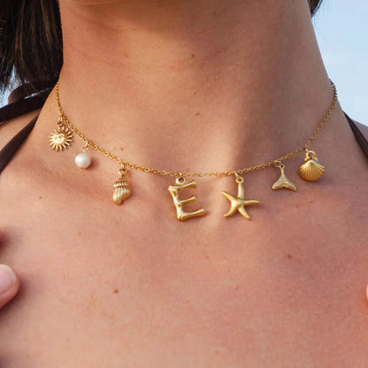 [Echo Fine]Avaria Ocean Initial Necklace