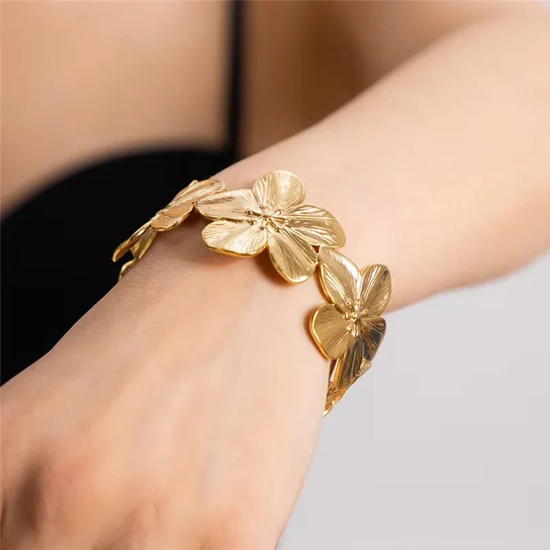 [Echo Fine]Ophelie Gold Floral Bangle