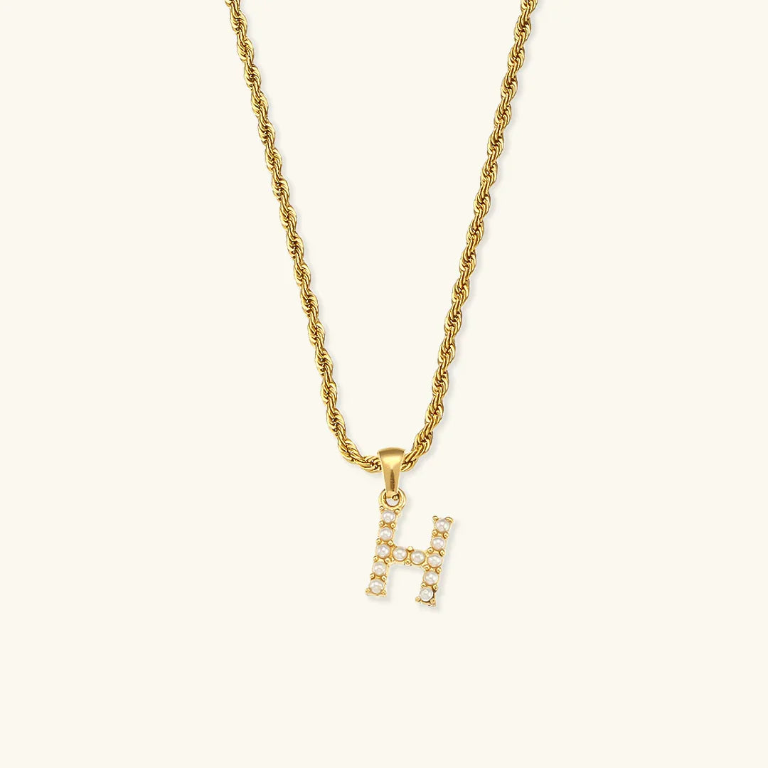 [Echo Fine]Elodie Initial Letter Pearl Necklace