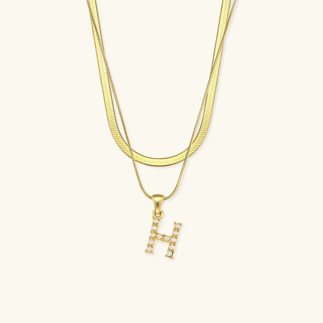 [Echo Fine]Fiona Layered Gold Initial Letter Necklace