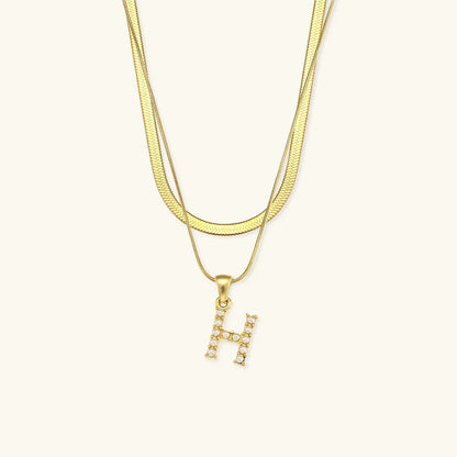 [Echo Fine]Fiona Layered Gold Initial Letter Necklace