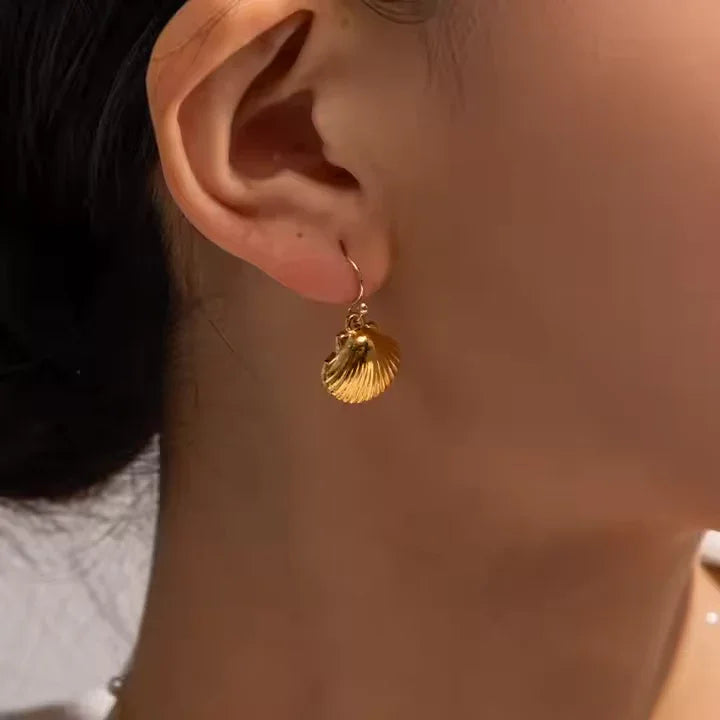 [Echo Fine]Breeze Gold Seashell Earrings