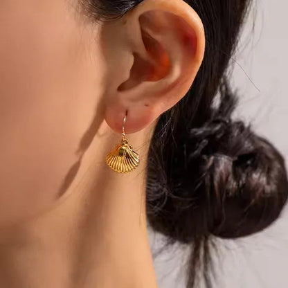 [Echo Fine]Breeze Gold Seashell Earrings