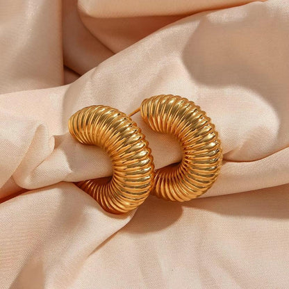 [Echo Fine]Aubrey Textured Gold Hoops