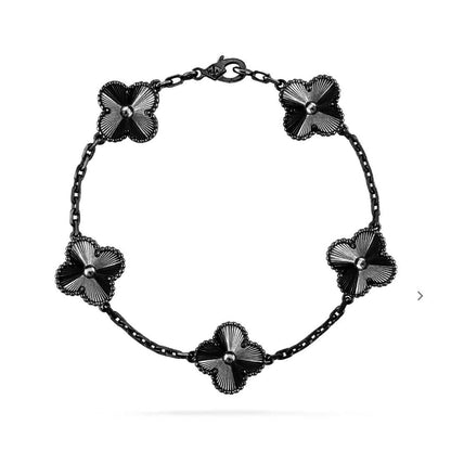 [ECHO ]CLOVER 5 MOTIF BLACK BRACELET