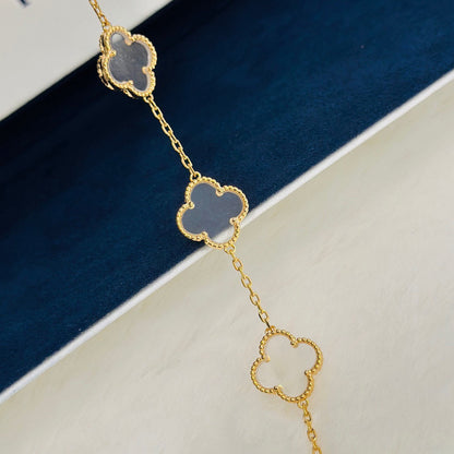 [ECHO ]CLOVER 5 MOTIF ROCK CRYSTAL PINK GOLD BRACELET