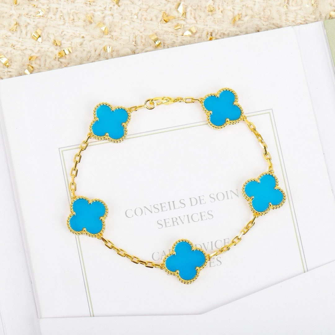 [ECHO ]CLOVER 5 MOTIFS TURQUOISE BRACELET
