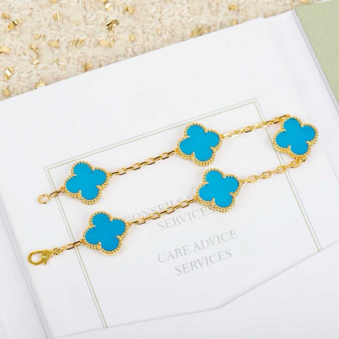 [ECHO ]CLOVER 5 MOTIFS TURQUOISE BRACELET