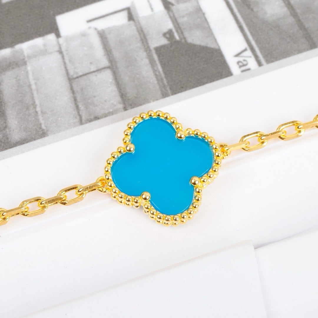 [ECHO ]CLOVER 5 MOTIFS TURQUOISE BRACELET