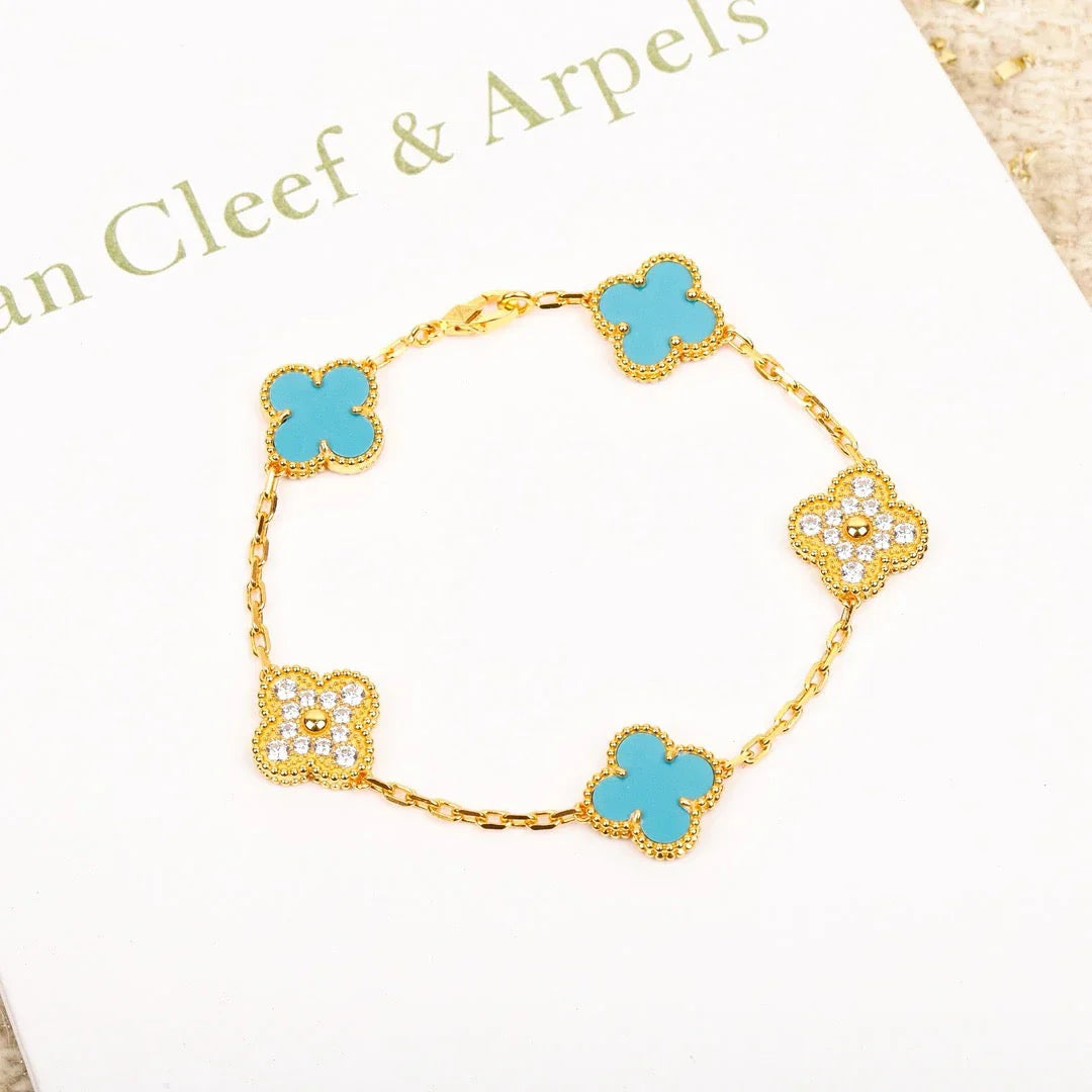 [ECHO ] CLOVER 5 MOTIF TURQUOISE BRACELET COLLECTION